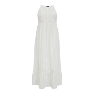 TORRID WHITE STRIPE GAUZE SHIRRED HEM MAXI DRESS